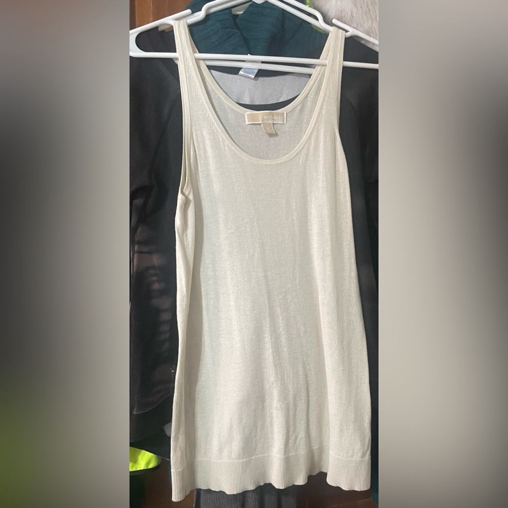 Michael Kors Viscose Silk Cashmere Tank Women’s Sleeveless Knit Tank Top - Cream